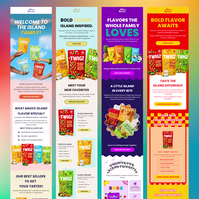 Bold Email Marketing Design Concept for Wild Bunch TWIGZ Snacks