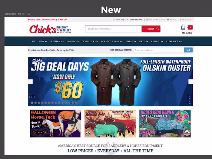 Some quick mockups I made pro-bono for Chick's Saddlery; sma...