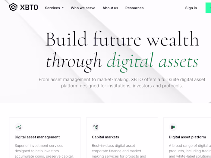 Webflow development for XBTO