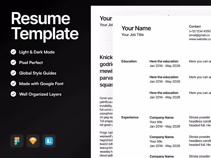 Resume Template: Free One-Page CV Template for Figma