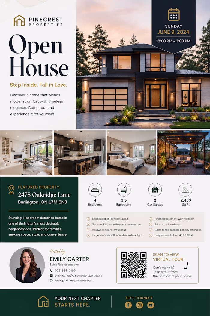Modern Real Estate Open House Flyer Template with Luxury Home Ph