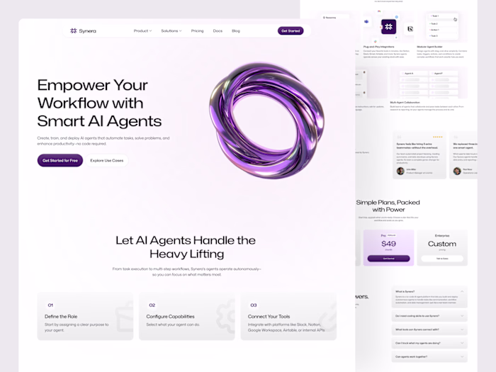 Synera - AI Workflow Web Design for No-Code Automation Platform