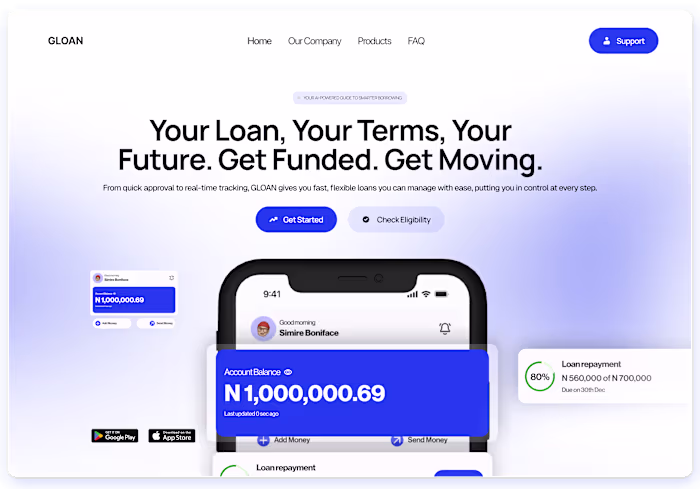 GLOAN - Product Landing Page (Hero Section)