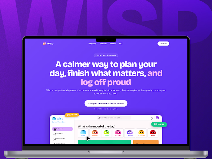 Wisp: Mood-Focused Productivity App Design