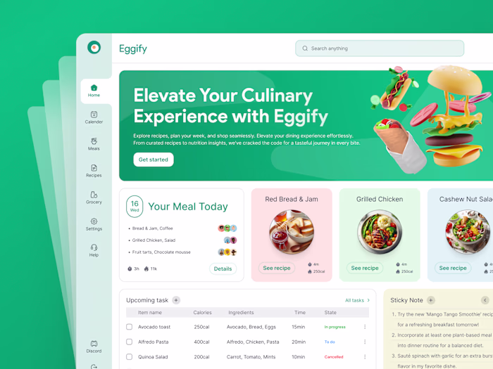 SaaS Food Dashboard - Meal Planner Eggify