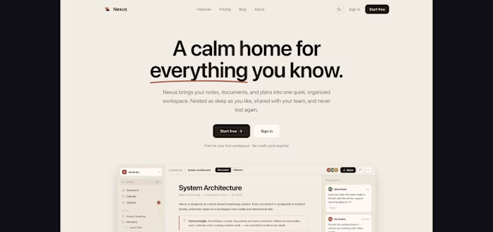 Nexus: A Docs and Planning Workspace I Designed and Built
