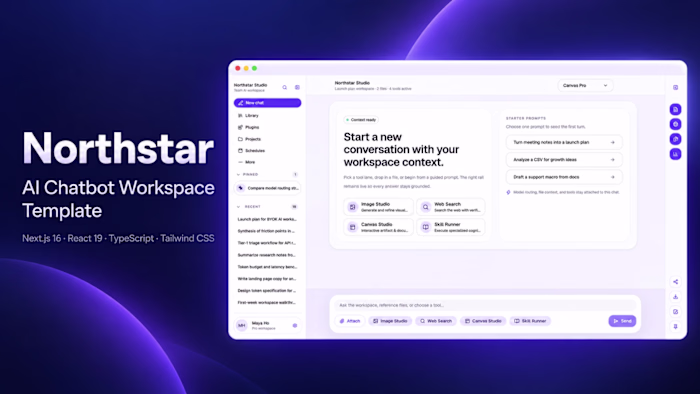 Northstar — AI Chatbot Workspace Next.js (Concept Template)
