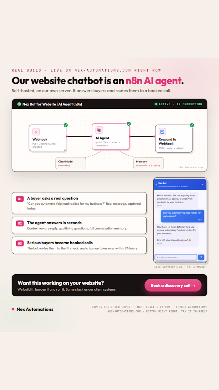 The chatbot on nex-automations.com is