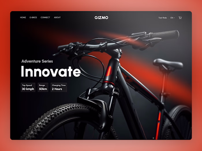 Gizmo bike - Hero section (Freebie)