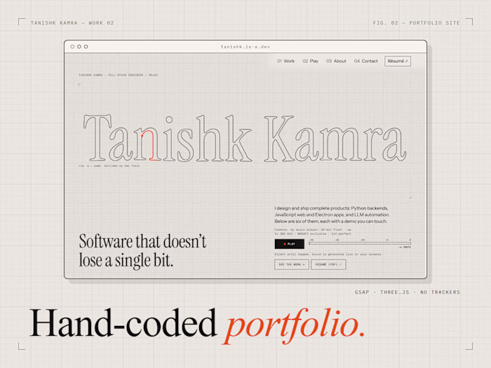My portfolio, designed and hand-coded