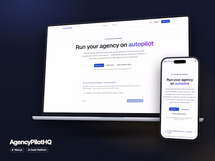AgencyPilotHQ | AI SaaS Platform Built with Next.js & Supabase
