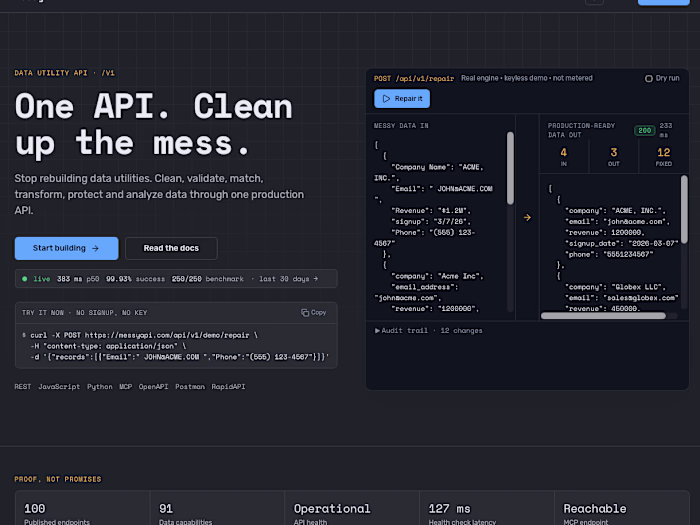 MessyAPI is a production-ready developer