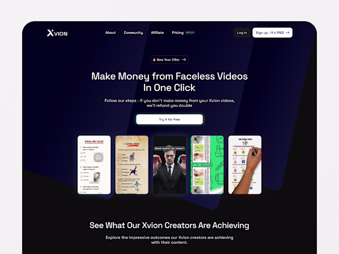 Xvion AI Faceless Video Generator