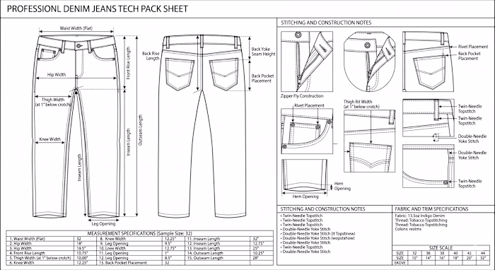 Professional Denim Pant Tech Pack