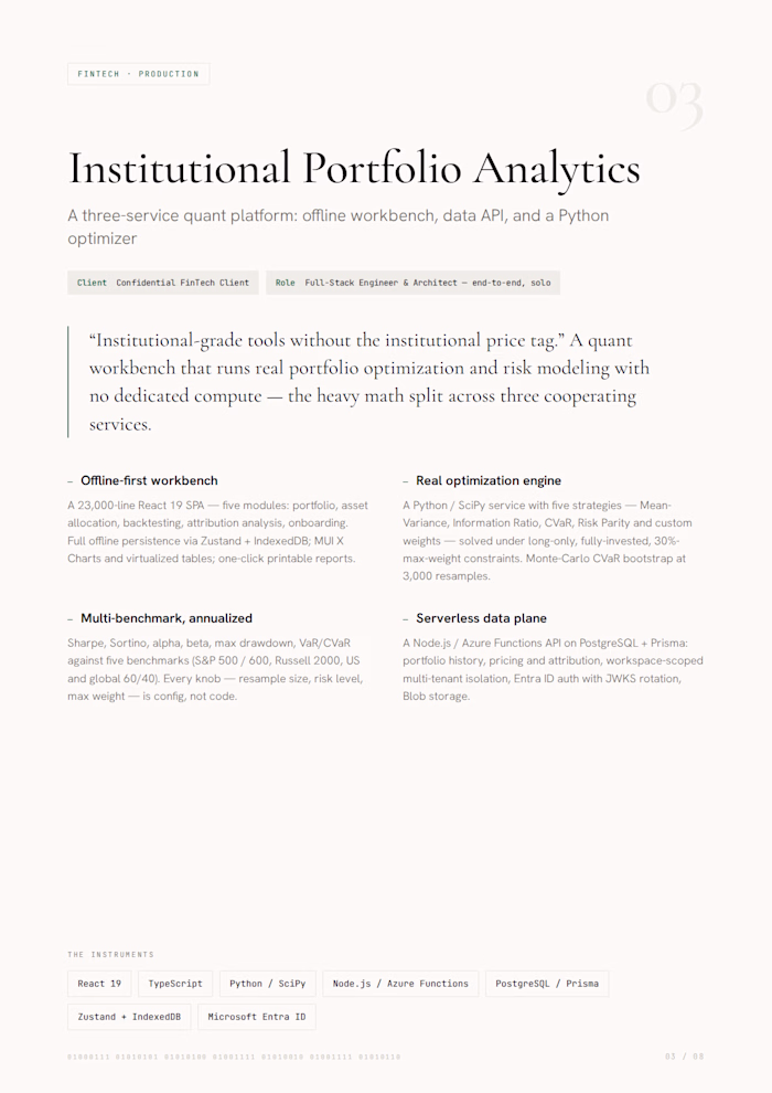 Institutional Portfolio Analytics