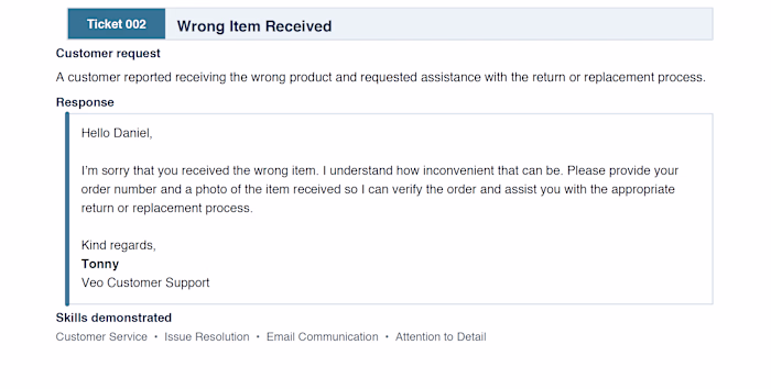 Customer Support Assistant in Veo