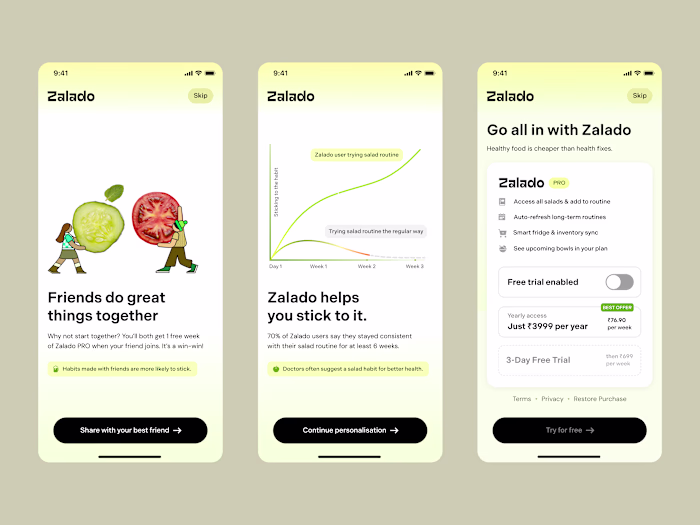 Zalado® — Upgrade & Referral Flow Last week, I’ve been worki...