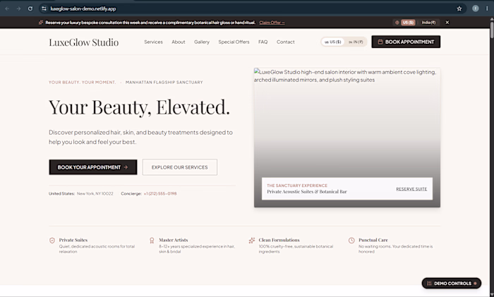 LuxeGlow Studio Demo