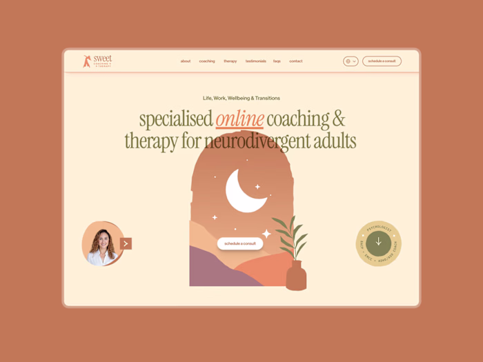 Calm Therapy Landing Page for Sweet Coaching Therapy