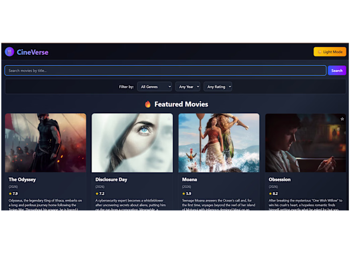 Title
Cineverse | Movie Discovery Web
