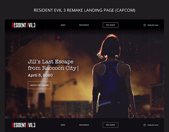 Resident Evil 3 Remake Landing Page (Capcom)