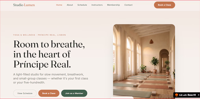 Development of Studio Lumen's Yoga & Wellness Platform