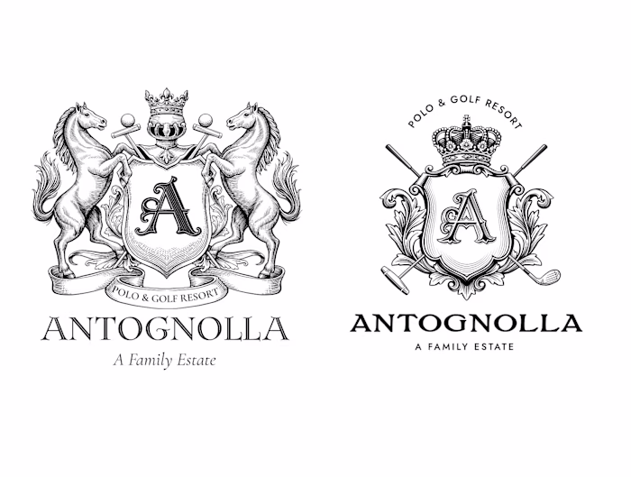 Vintage style logo versions for polo and resort club in Italy