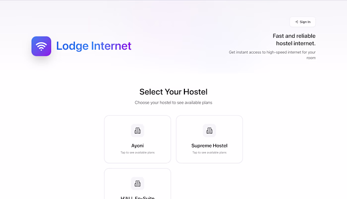 Lodge Internet is a full-stack
