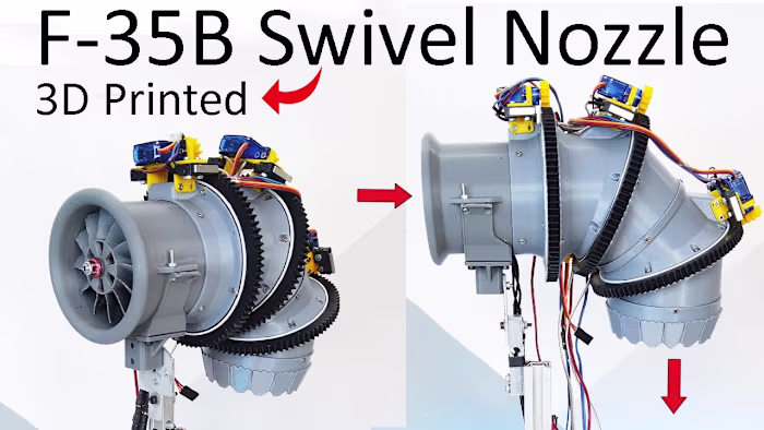 How I Designed F35-B swivel nozzle ? 3D Printed | Thrust test -…