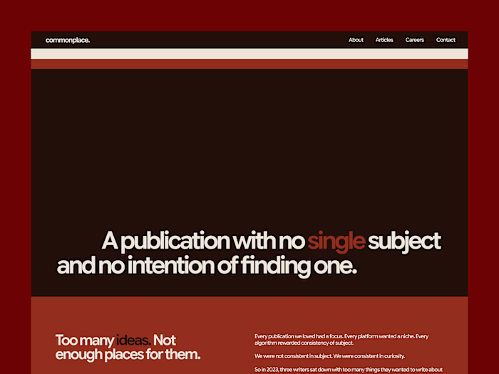 Commonplace Editorial Website Design
