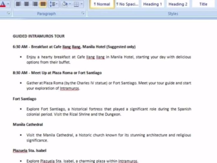 Itinerary Creation