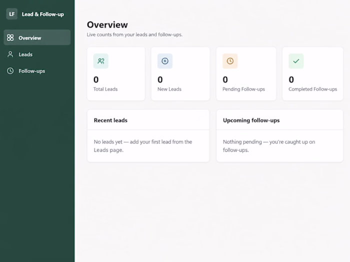 A web dashboard for managing leads, tracking follow -ups, an...