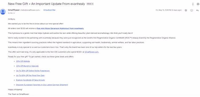 Gift With Purchase Plain Text