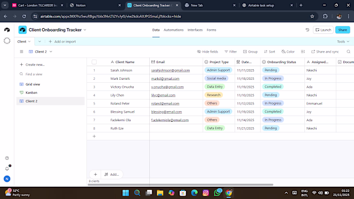 Client Onboarding Tracker🙌 
