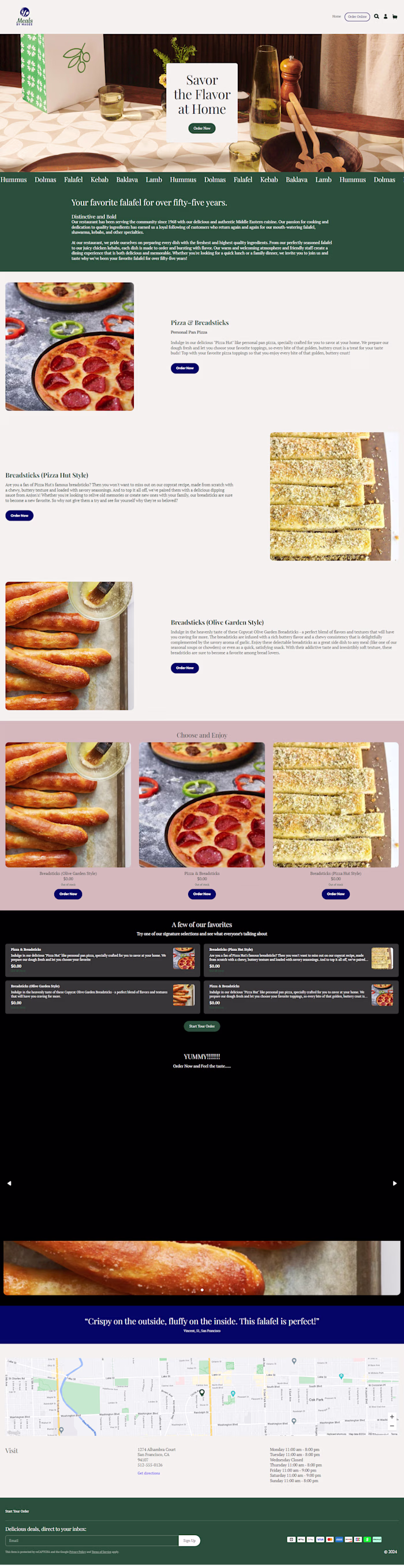 Square Restaurant Website