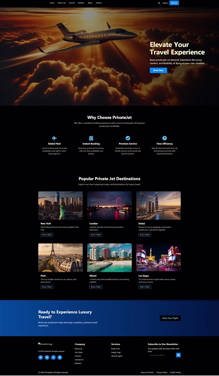 Private Jet Booking Web Application