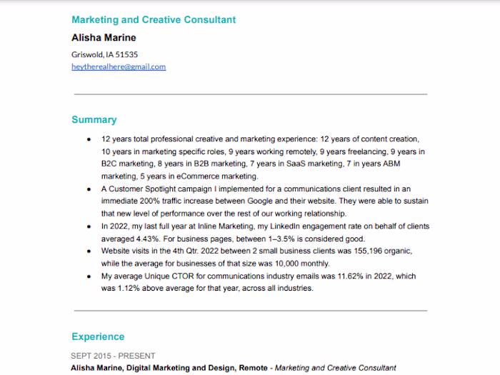 Review my resume