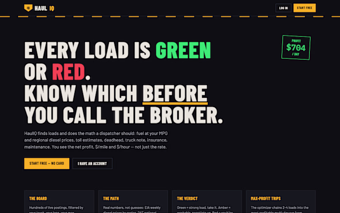 HaulIQ: load board with live profit math