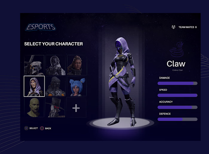 Game UI Microinteraction: Character Selection on Behance