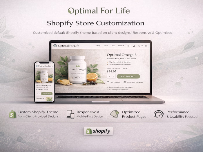 Optimal For Life Shopify Store Customization