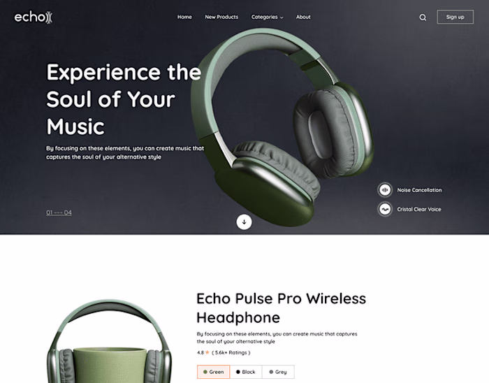 Echo, a headphone e-com website :: Behance