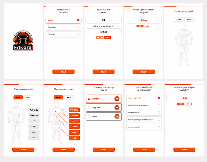 Fitness app ui desing