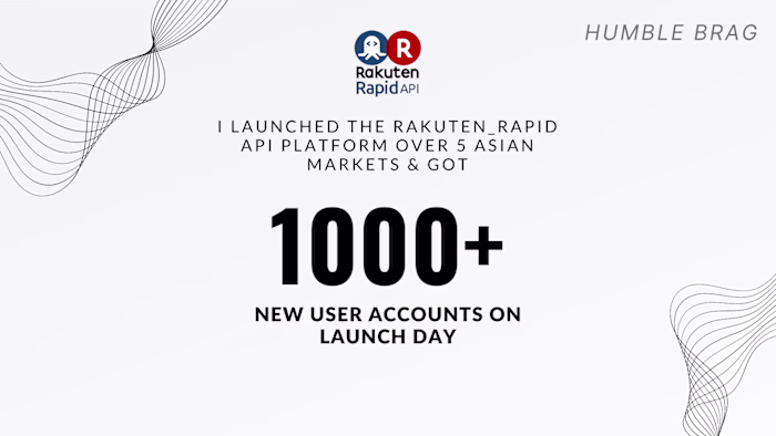 I LAUNCHED THE RAKUTEN_RAPID API PLATFORM OVER 5 ASIAN MARKETS