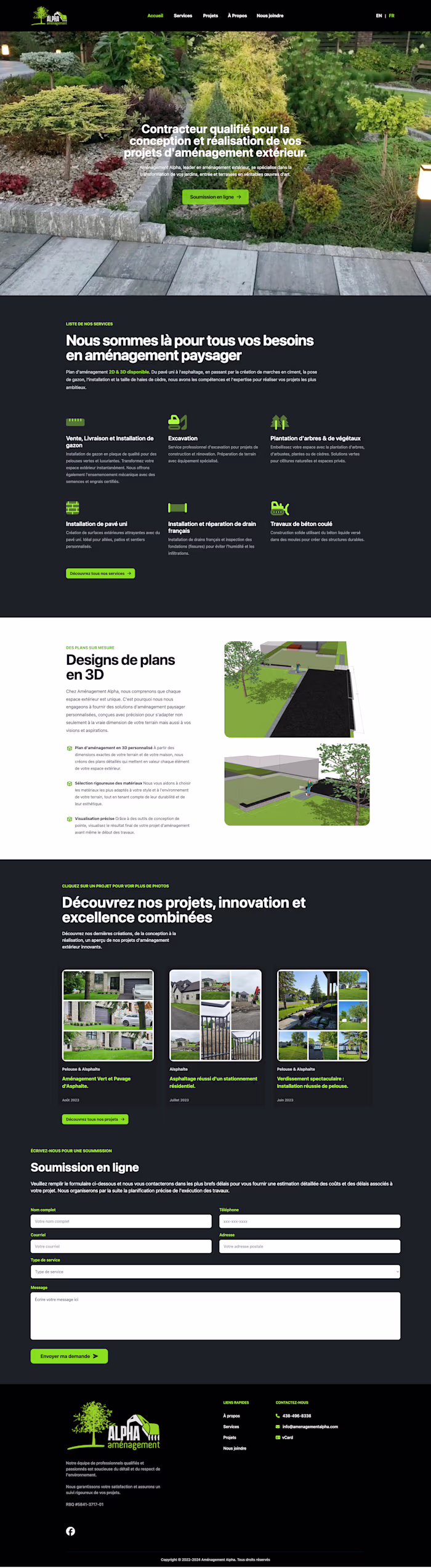 Website & Visual Design for Aménagement Alpha