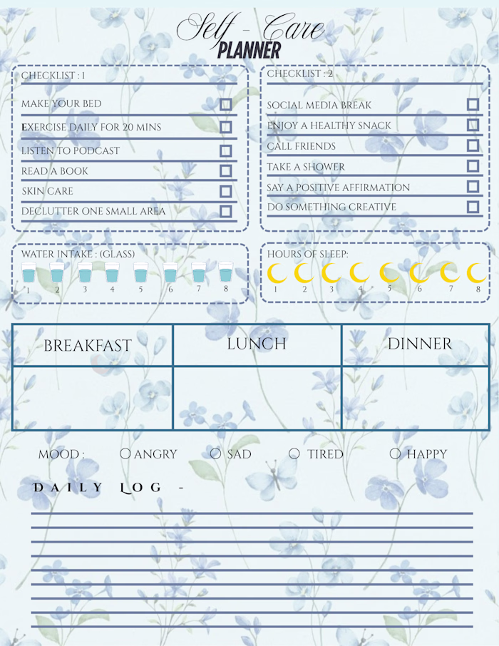Self-Care Planner Design