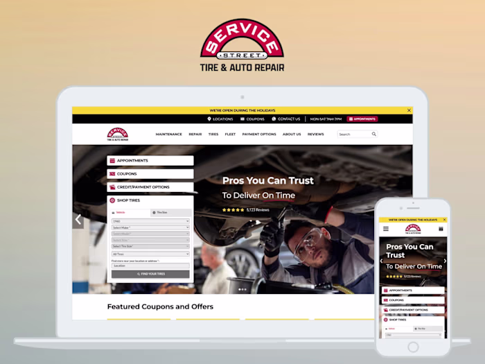 Service Street Car Mechanic Website UX/UI Design