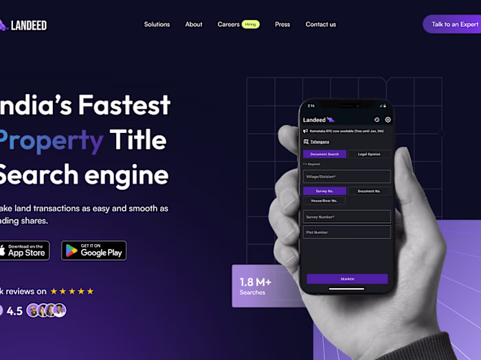 Landeed – Property Title Search Engine Landing Page UI/UX Design