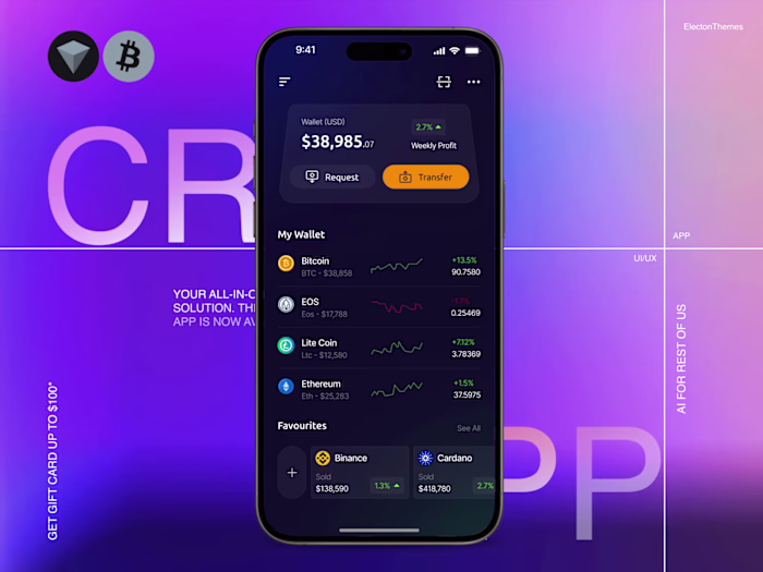 Dynamic Crypto App Homescreen Interface