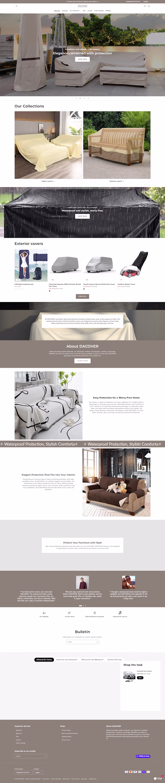 DACover Shopify Store Design