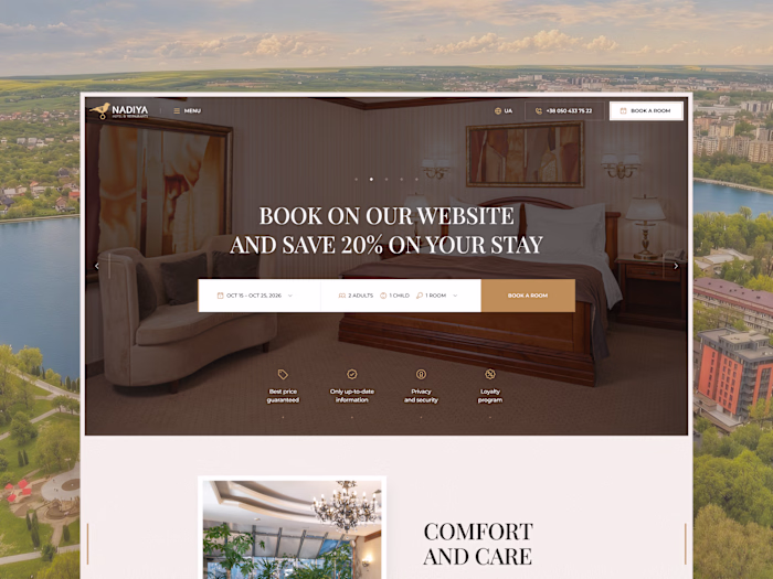 Nadiya Hotel | Homepage Redesign | UI UX Design